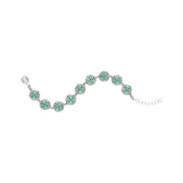Pulsera Diamantes Redondos Plata Ajustable Aqua